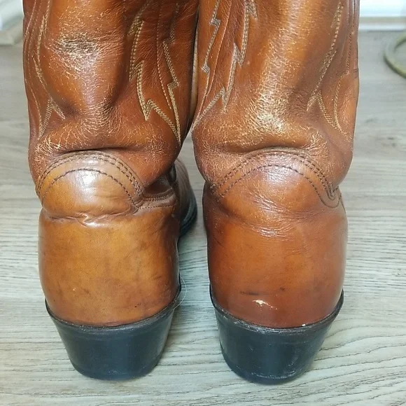Miller Stockman Mens Cognac Cowboy Boots Size 7 1/2 - Picture 6 of 12